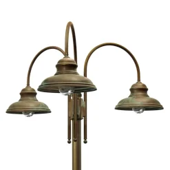 Lantaarnpaal Luca messing antiek koper, 3-lamps.