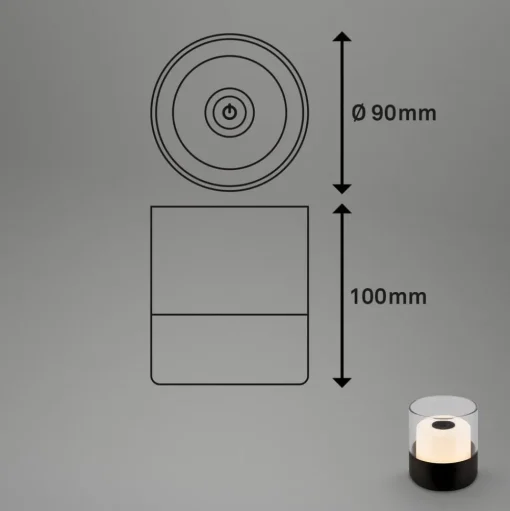 LED accu-tafellamp 7483 IP44 dimmer, zwart