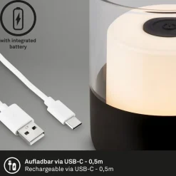 LED accu-tafellamp 7483 IP44 dimmer, zwart