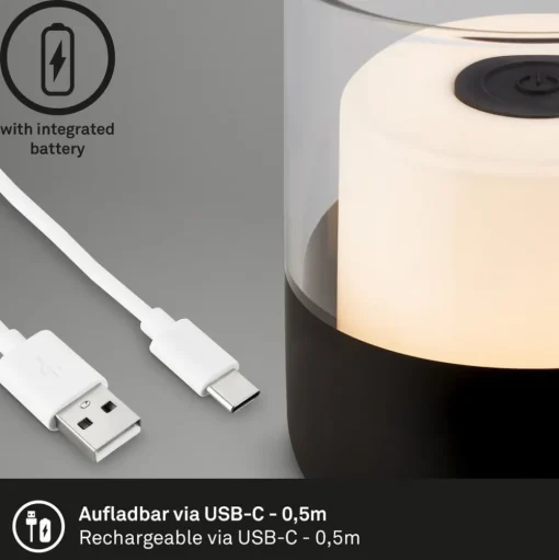 LED accu-tafellamp 7483 IP44 dimmer, zwart