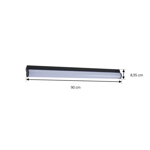 LED badkamer wandlamp Vilmara, zwart, metaal, IP44