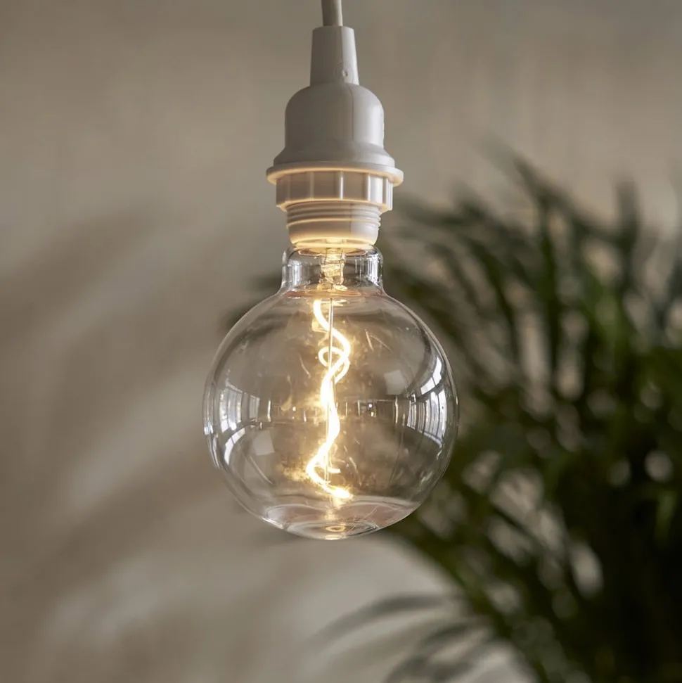 LED bol G95 E27 1W 2.200K met filament-optiek