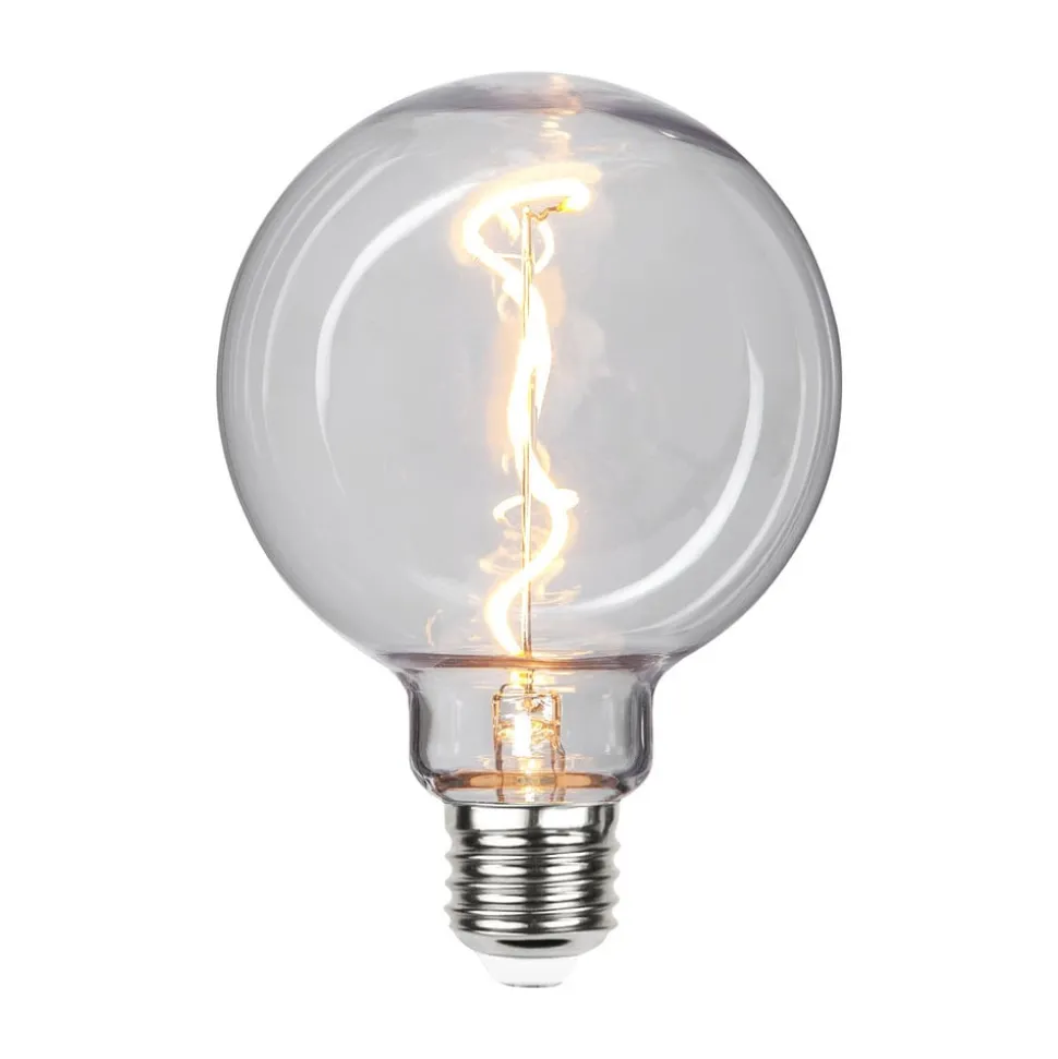 LED bol G95 E27 1W 2.200K met filament-optiek