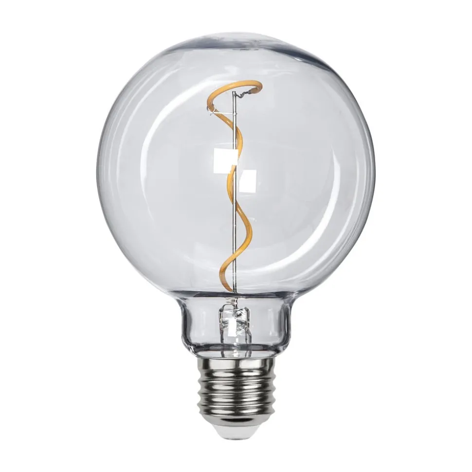 LED bol G95 E27 1W 2.200K met filament-optiek