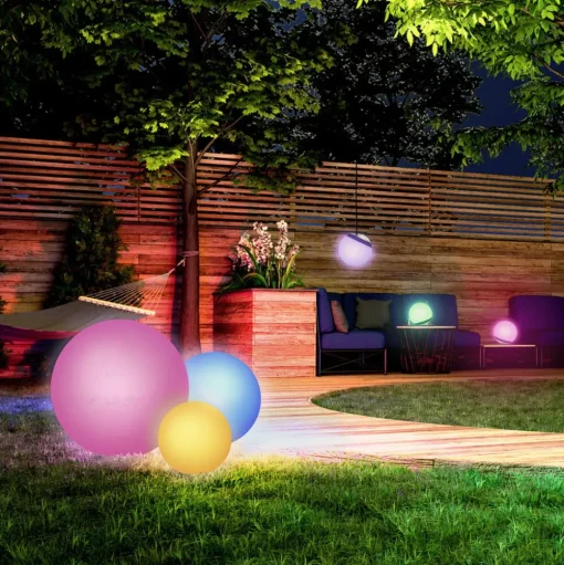 LED bol tint Pendula solar, IP44, wit, CCT, RGB