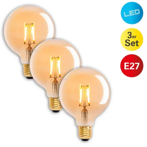 LED bollamp E27 4,1W 310lm warmwit goud 3 per set
