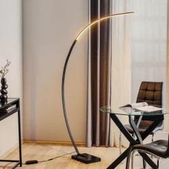 LED boog-vloerlamp Bangkok, mat zwart