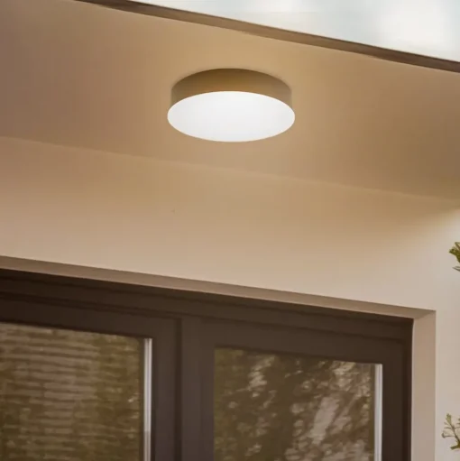 LED buiten plafondlamp Lyam, IP65, donkergrijs