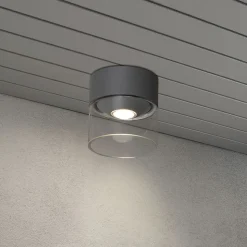 LED buiten plafondlamp Varese grijs, glascilinder