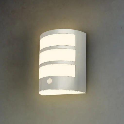 LED buiten wandlamp 3795014, chroomkleurig, sensor, IP44