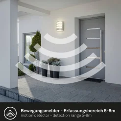 LED buiten wandlamp 3795014, chroomkleurig, sensor, IP44