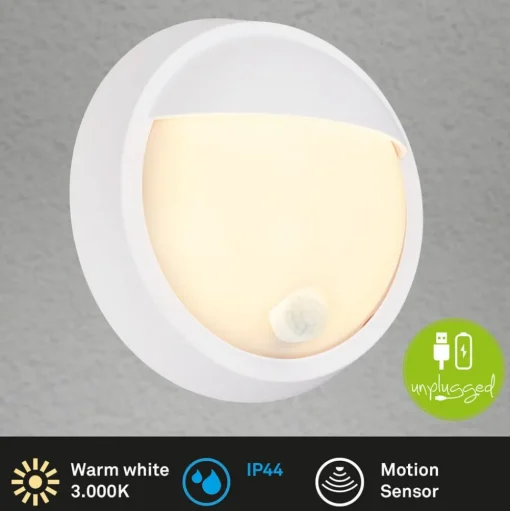 LED buiten wandlamp 3785016 wit bewegingsmelder Ø 17 cm