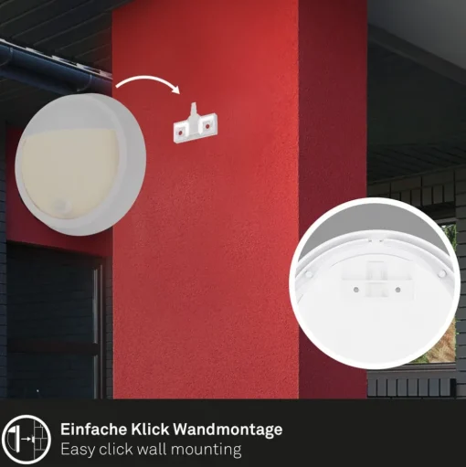 LED buiten wandlamp 3785016 wit bewegingsmelder Ø 17 cm