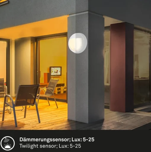 LED buiten wandlamp 3785016 wit bewegingsmelder Ø 17 cm
