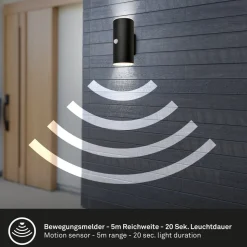 LED buiten wandlamp 3787015, zwart, sensor, omhoog/omlaag