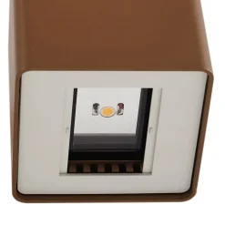 LED buiten wandlamp Aaron, bruin, IP54, omhoog/omlaag