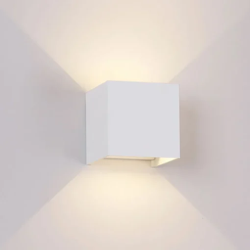 LED buiten wandlamp Davos hoekig, aan/uit, wit