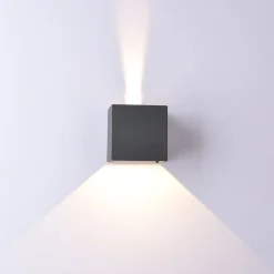 LED buiten wandlamp Davos hoekig, aan/uit, donkergrijs