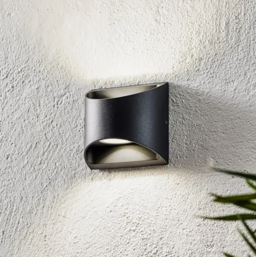 LED buiten wandlamp Dodd, halfrond, antraciet