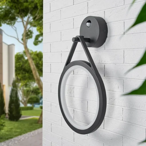 LED buiten wandlamp Mirco met sensor, ringvormig