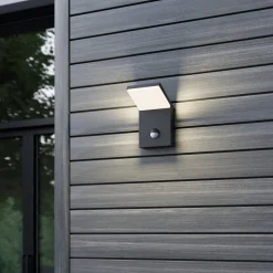 LED buiten wandlamp Nevio, metaal, antraciet, sensor