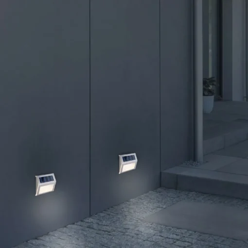 LED buiten wandlamp op zonne-energie 5282104, roestvrij staal, set van 4, IP44
