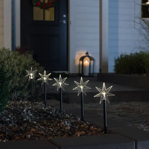 LED buitendecoratie ster, 5-lamps, met grondspies