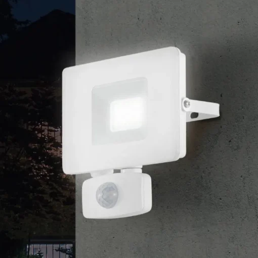 LED buitenspot Faedo 3 met sensor, wit, 20W