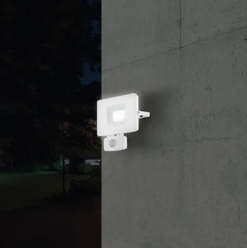 LED buitenspot Faedo 3 met sensor, wit, 20W