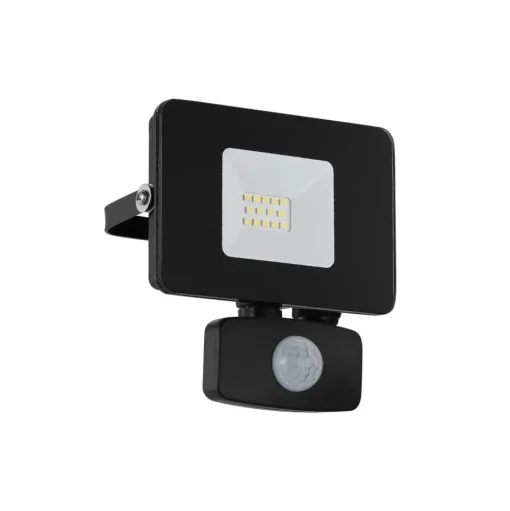 LED buitenspot Faedo 3 met sensor, zwart, 10W
