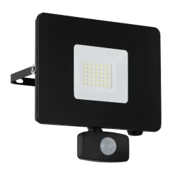 LED buitenspot Faedo 3 met sensor, zwart, 30W