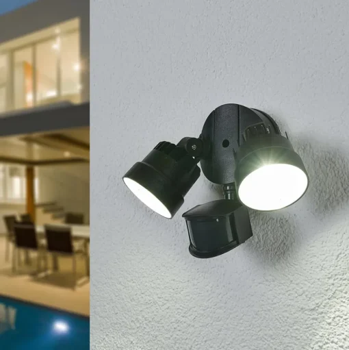 LED buitenspot Shrimp met sensor van kunststof