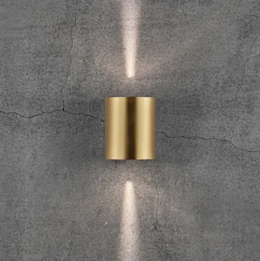 LED buitenwandlamp Canto 2, 10 cm, messing