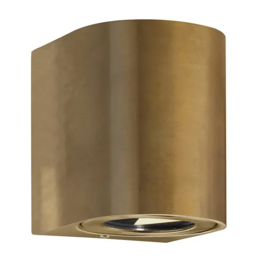 LED buitenwandlamp Canto 2, 10 cm, messing