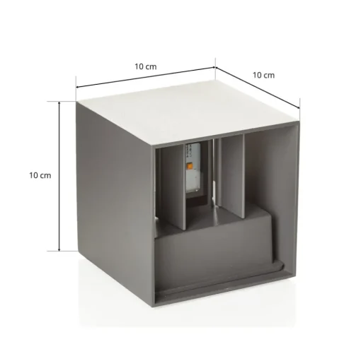 LED buitenwandlamp Cube basaltgrijs