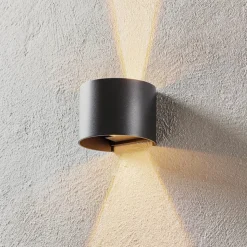 LED buitenwandlamp Davos rond, donkergrijs