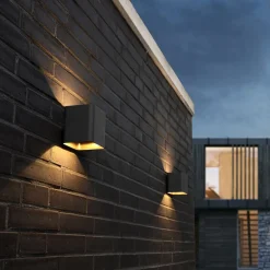 LED buitenwandlamp Dodd, hoekig, antraciet