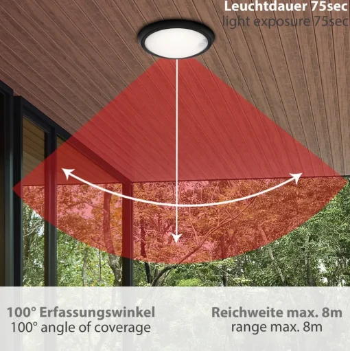 LED buitenwandlamp Helsinki, sensor, IP44, zwart