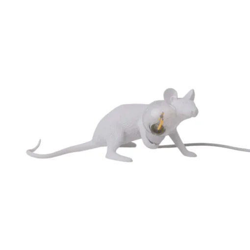 LED decoratie-tafellamp Mouse Lamp USB liggend wit