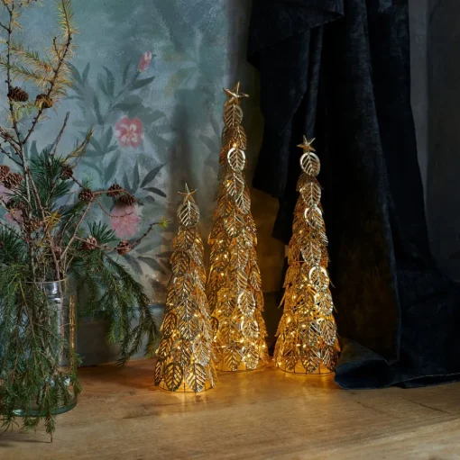 LED decoratieve boom Kirstine, goud, hoogte 43 cm