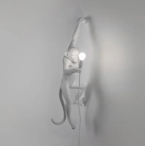 LED decoratie-wandlamp Monkey Lamp, wit, links