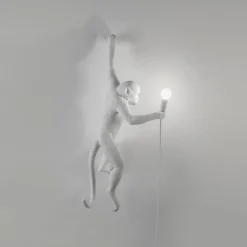 LED decoratie-wandlamp Monkey Lamp, wit, links
