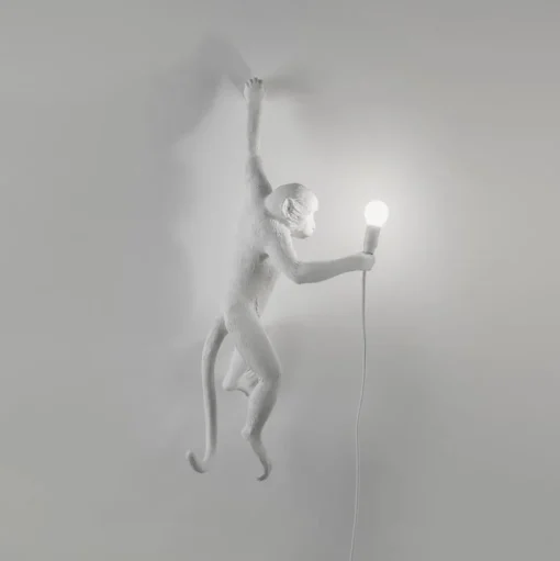 LED decoratie-wandlamp Monkey Lamp, wit, links