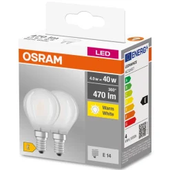 LED druppellamp E14 4W 827 mat 2 per set