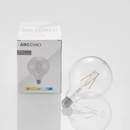 LED filament E27 8W 2.700K G125 bol helder per 2