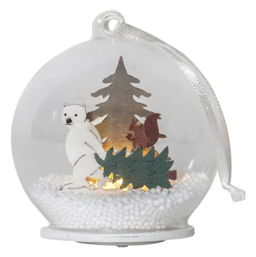 LED glasbol Forest Friends ijsbeer met boom