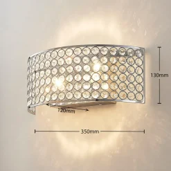 LED glazen kristalwandlamp Alizee in chroom