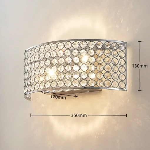 LED glazen kristalwandlamp Alizee in chroom