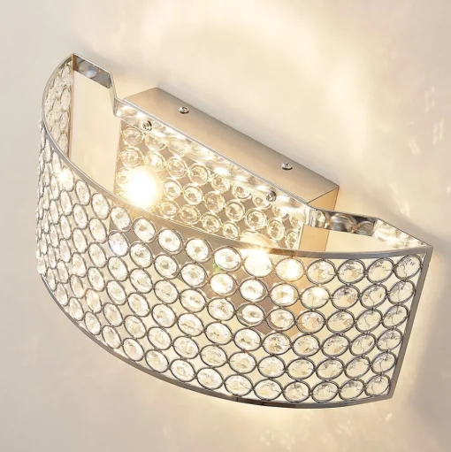 LED glazen kristalwandlamp Alizee in chroom