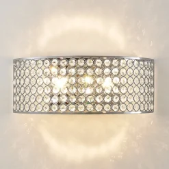 LED glazen kristalwandlamp Alizee in chroom
